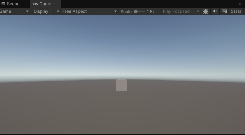 原点に立方体が生成された実行結果