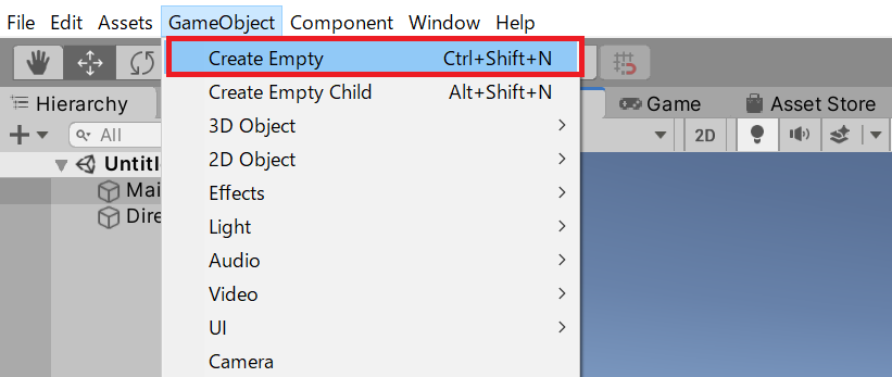 空の Spawner オブジェクトを Hierarchy に作成