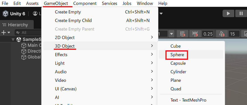 球体オブジェクトを追加