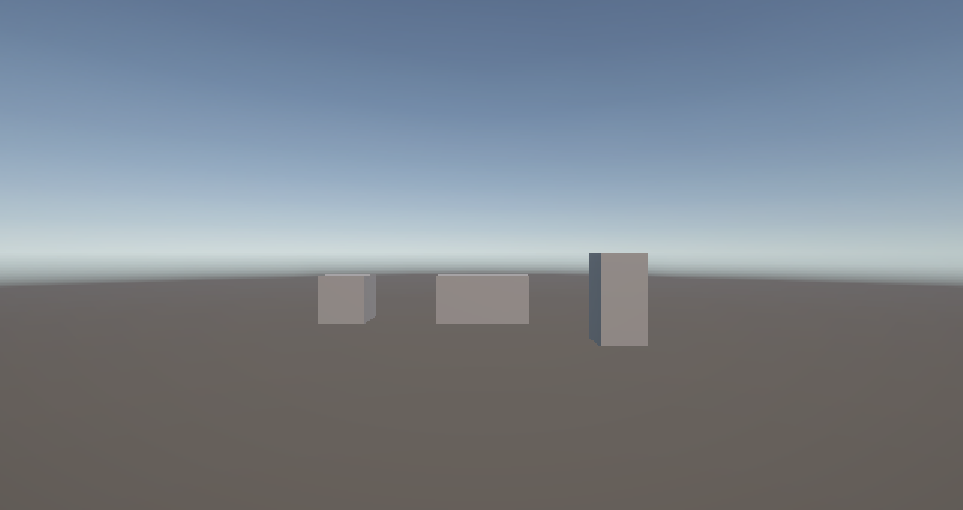 スケールが 1・横2倍・縦2倍の 3 つのキューブ