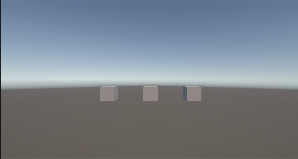 3つのキューブが横に並んだ実行結果