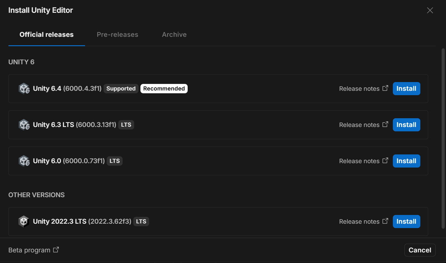 Install Unity Editor