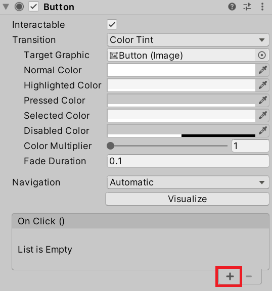 On Click () の ＋ ボタン