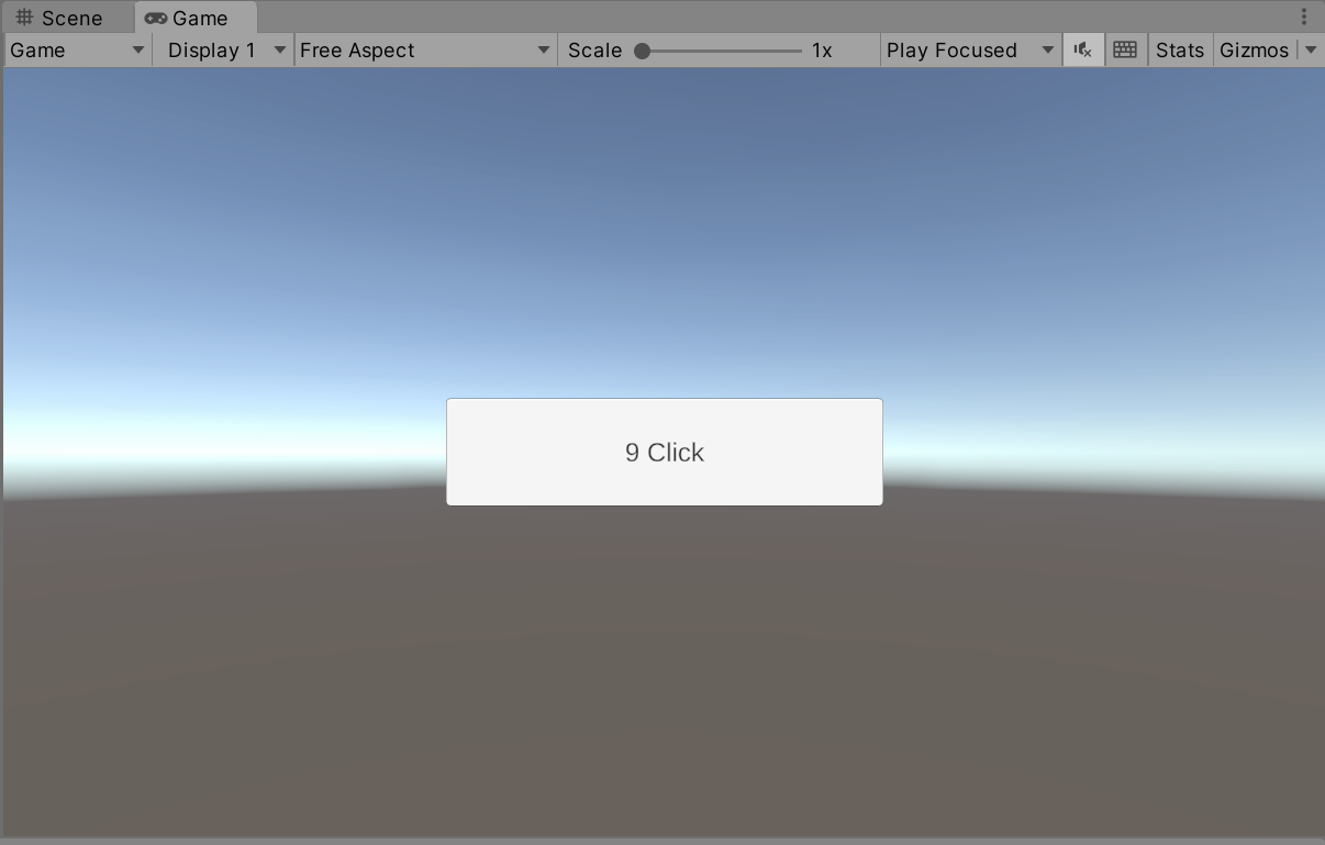 クリックするとボタンのテキストが「1 Click」「2 Click」と更新される様子